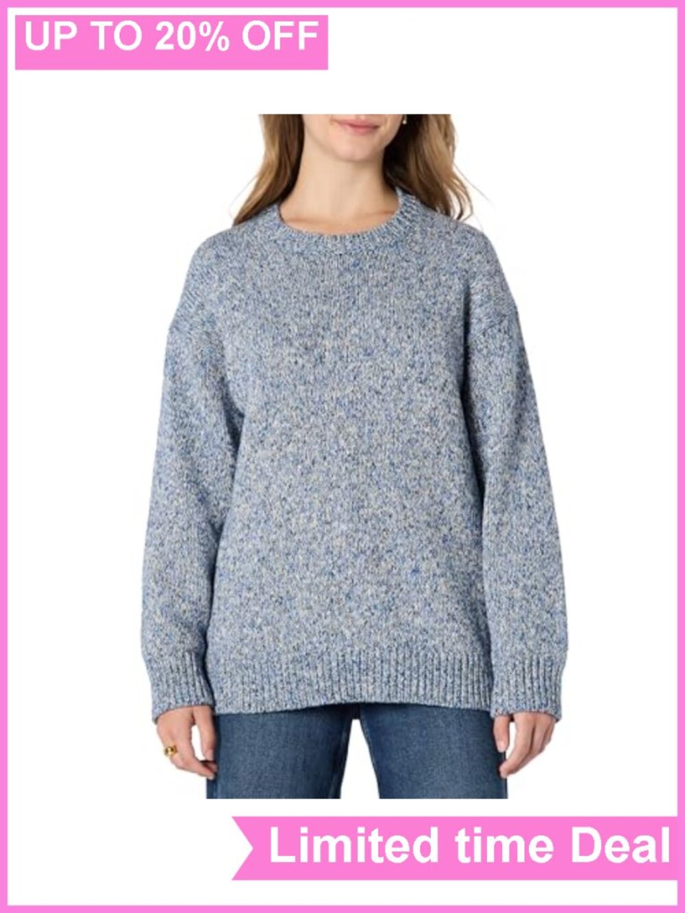 Oversized Heavyweight Cotton Blend Crewneck Pullover Sweater Ribbed